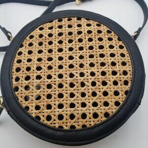 Vince Camuto round black and bamboo shoulder crossbody bag